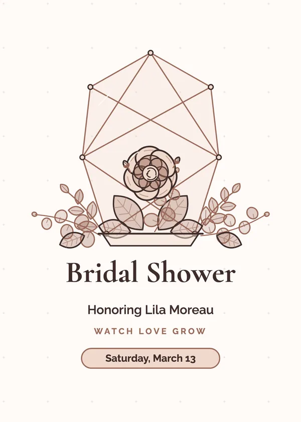 Terrarium Frame — Blush & Rose Gold bridal shower invitation