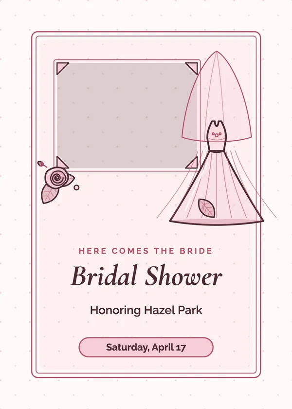 Gown Sketch & Veil — Bridal Gown bridal shower invitation with a photo window