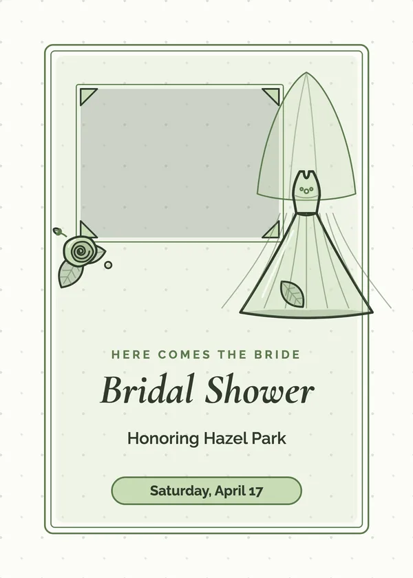 Gown Sketch & Veil — Bridal Gown bridal shower invitation with a photo window