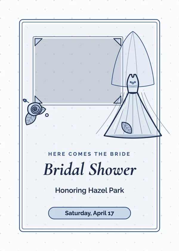 Gown Sketch & Veil — Bridal Gown bridal shower invitation with a photo window