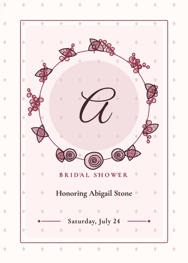 Monogram Wreath — Monogram & Script bridal shower invitation
