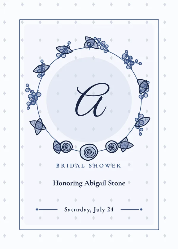 Monogram Wreath — Monogram & Script bridal shower invitation