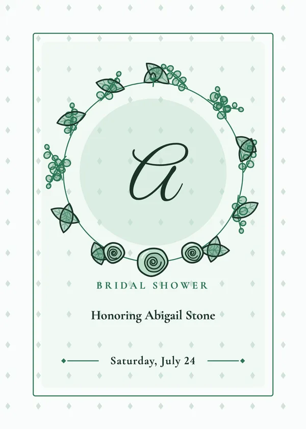 Monogram Wreath — Monogram & Script bridal shower invitation