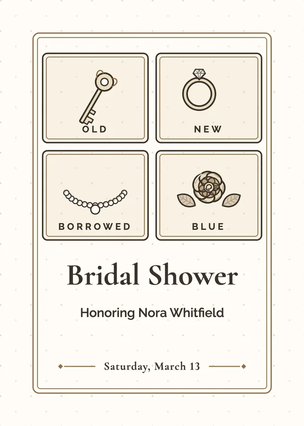 Old, New, Borrowed, Blue — Something Blue bridal shower invitation