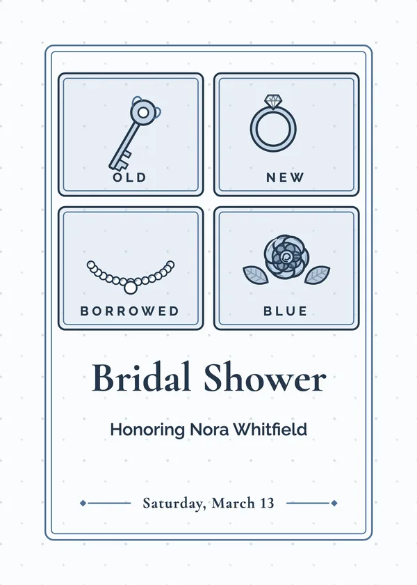 Old, New, Borrowed, Blue — Something Blue bridal shower invitation