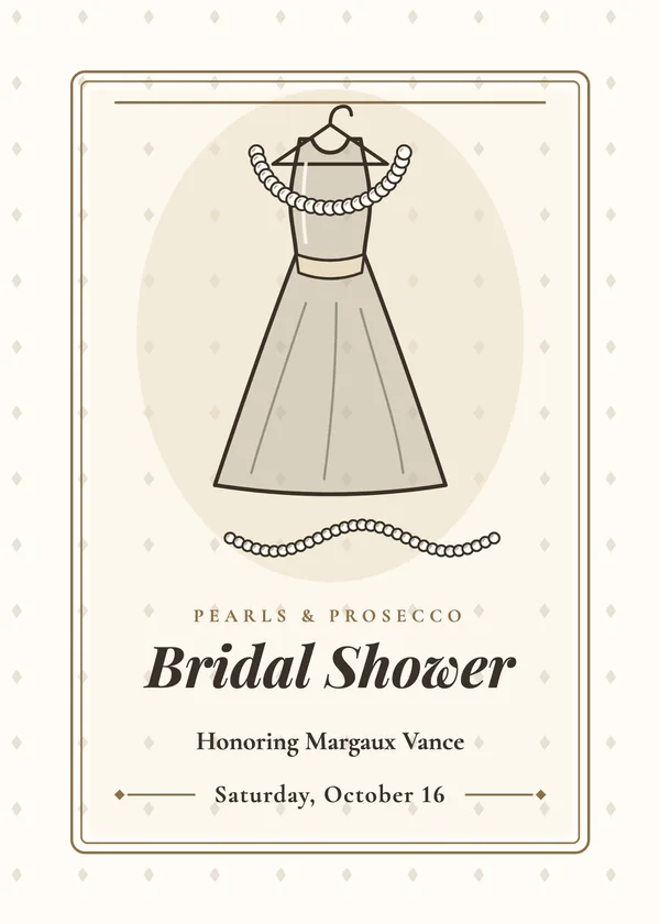 Little Black Dress — Pearls & Little Black Dress bridal shower invitation