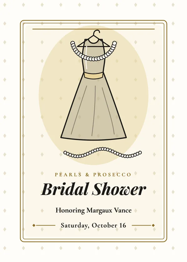 Little Black Dress — Pearls & Little Black Dress bridal shower invitation