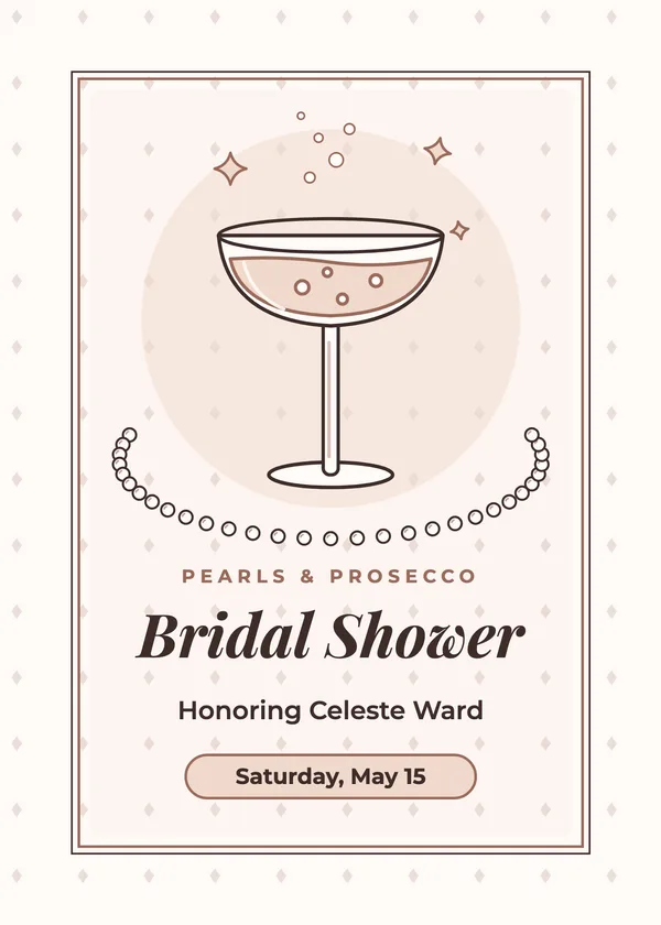 Pearls & Coupe — Pearls & Little Black Dress bridal shower invitation