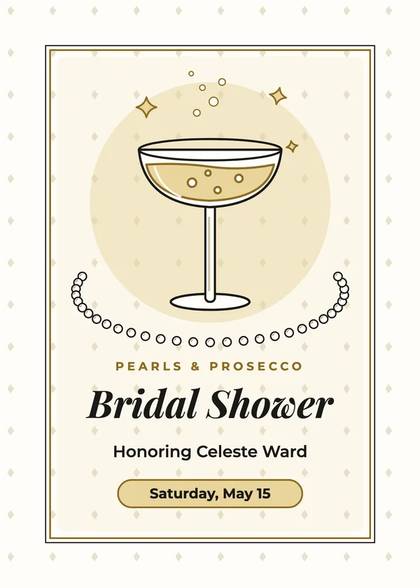 Pearls & Coupe — Pearls & Little Black Dress bridal shower invitation