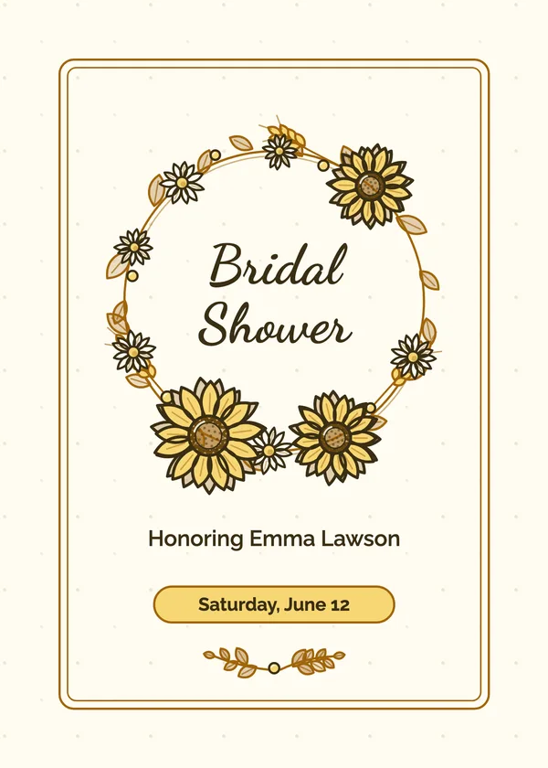 Sunflower Wreath invitation in yellow