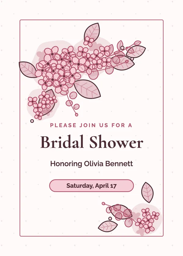 Hydrangea Spray — Hydrangea bridal shower invitation