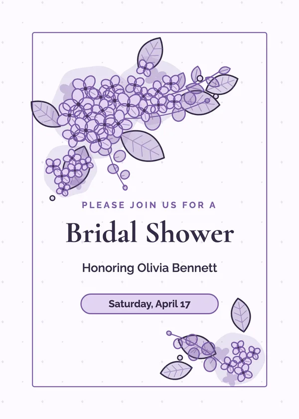 Hydrangea Spray — Hydrangea bridal shower invitation
