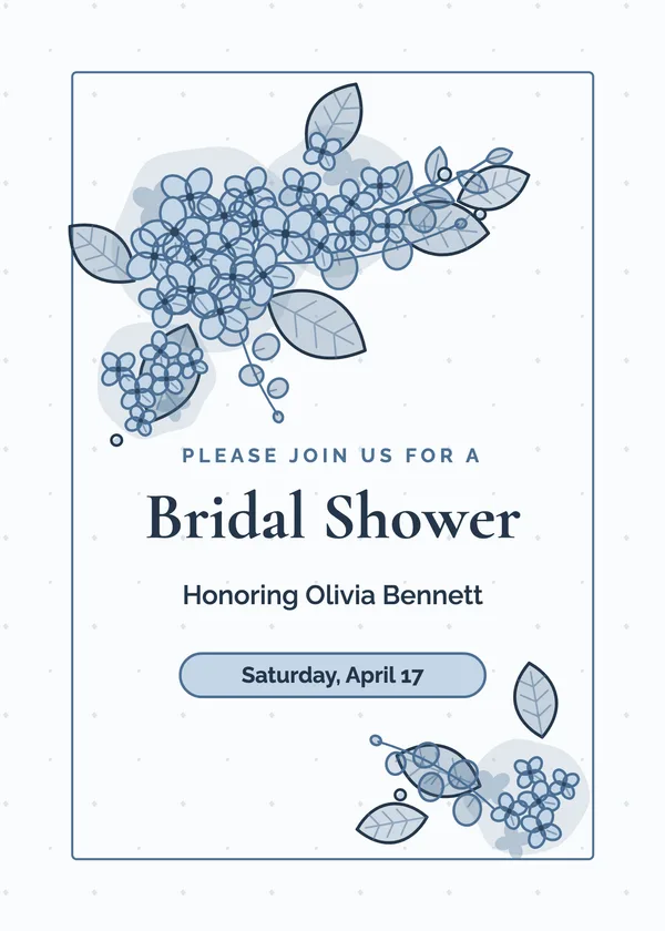 Hydrangea Spray — Hydrangea bridal shower invitation