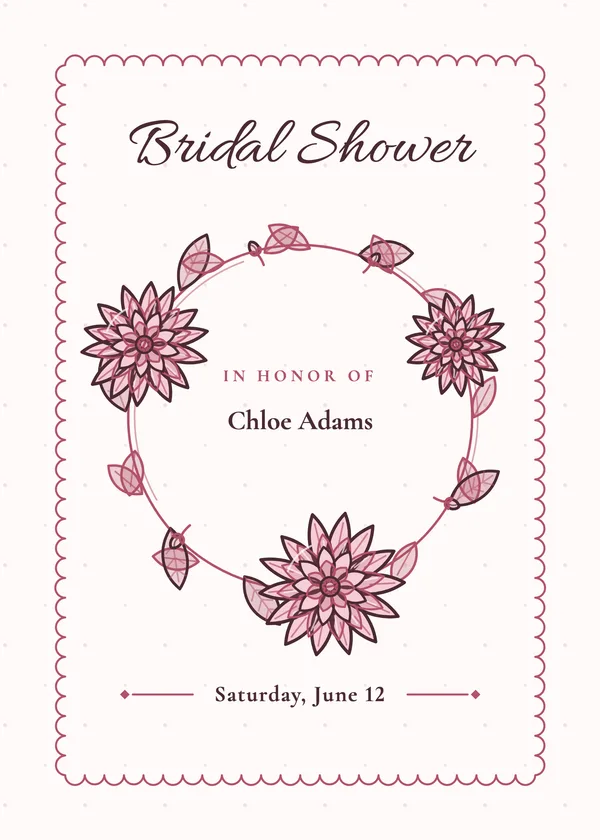 Dahlia Wreath — Dahlia bridal shower invitation