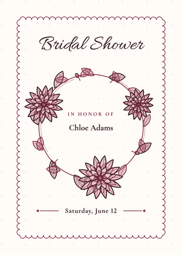 Dahlia Wreath — Dahlia bridal shower invitation