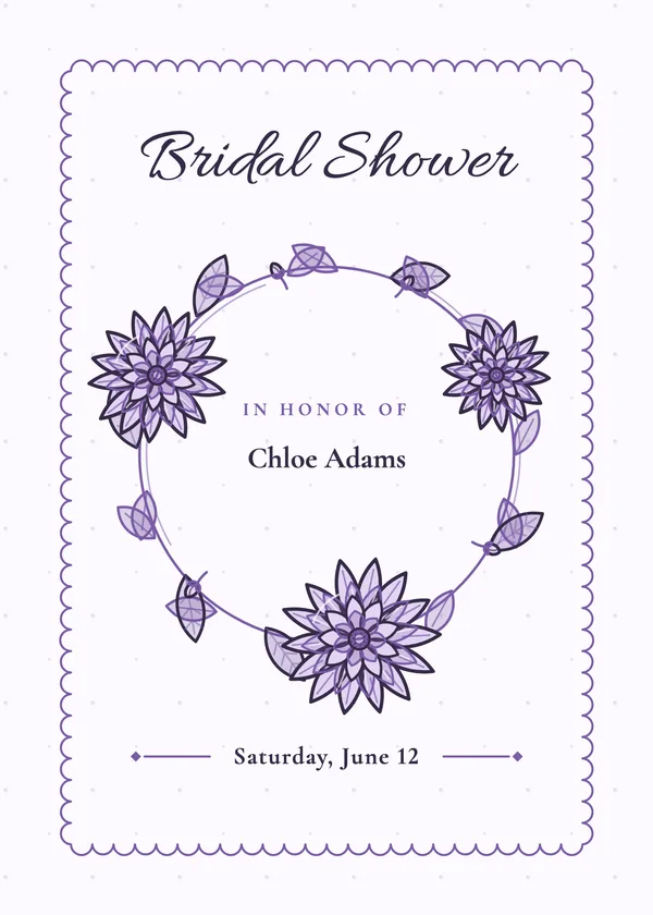 Dahlia Wreath — Dahlia bridal shower invitation