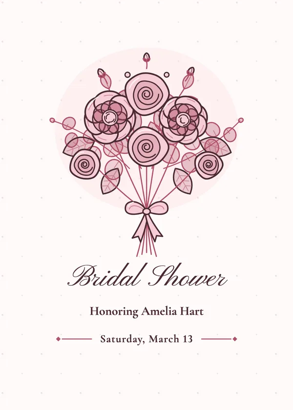Peony & Rose Bouquet invitation in blush pink