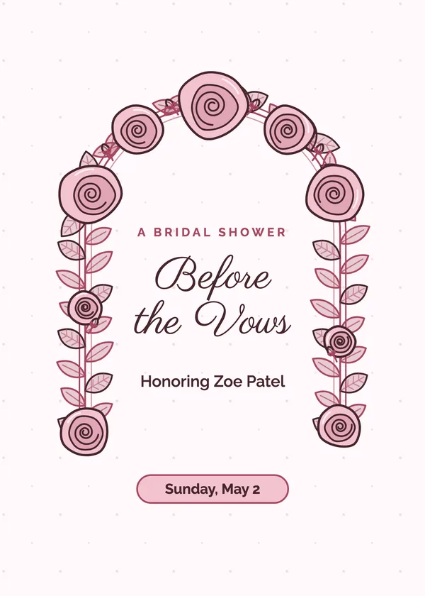 Rose Arch — Roses & Peonies bridal shower invitation