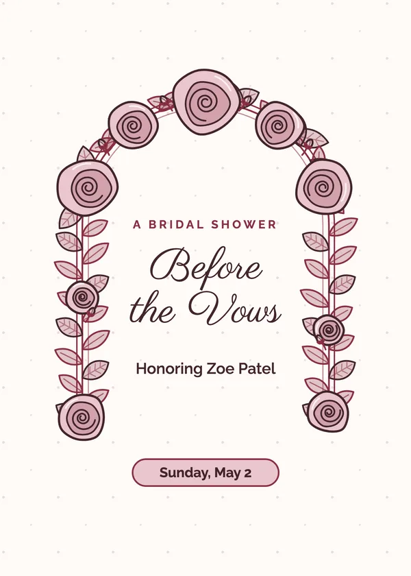 Rose Arch — Roses & Peonies bridal shower invitation