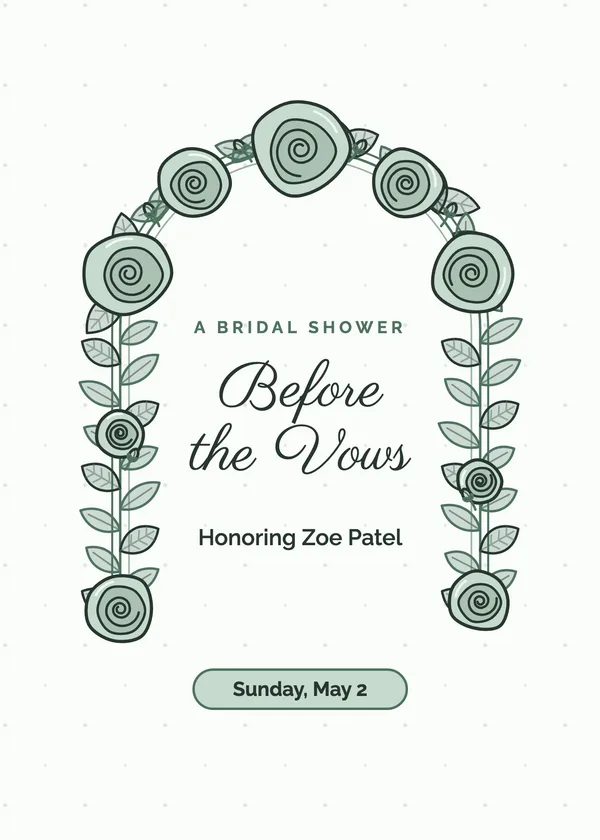 Rose Arch — Roses & Peonies bridal shower invitation