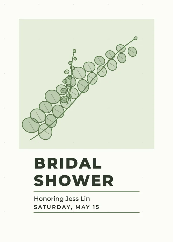 Minimal Sprig — Eucalyptus & Greenery bridal shower invitation
