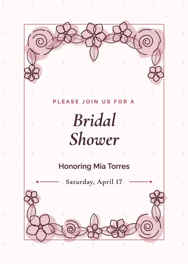 Watercolor Border — Watercolor Floral bridal shower invitation