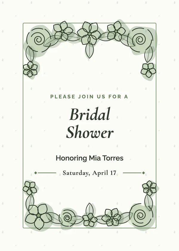 Watercolor Border — Watercolor Floral bridal shower invitation