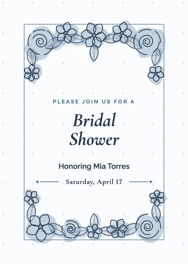 Watercolor Border — Watercolor Floral bridal shower invitation