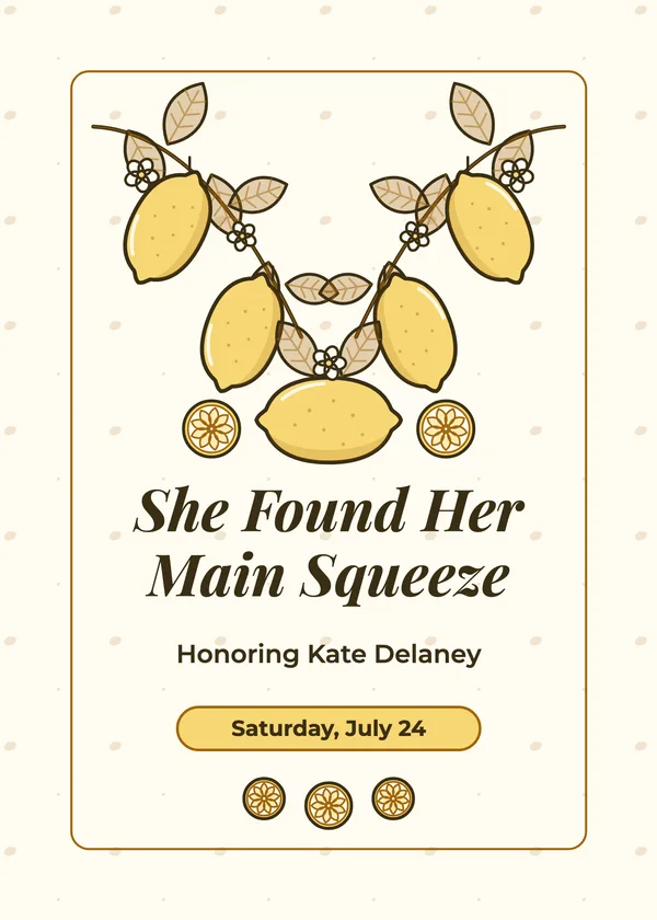 Main Squeeze — Lemons: Main Squeeze bridal shower invitation