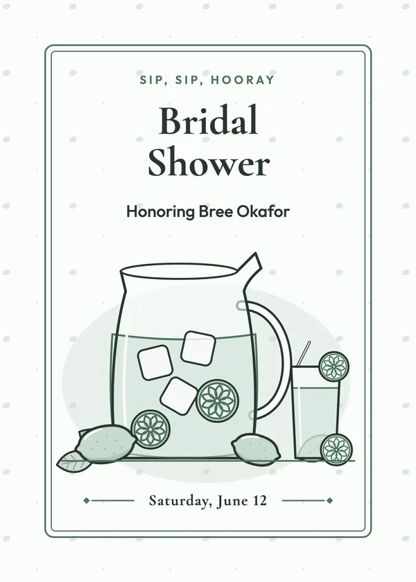 Lemonade Pitcher — Lemons: Main Squeeze bridal shower invitation