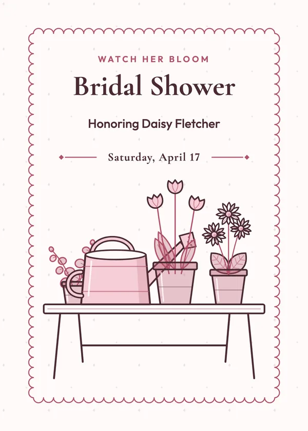 Watering Can & Pots — Garden Party bridal shower invitation