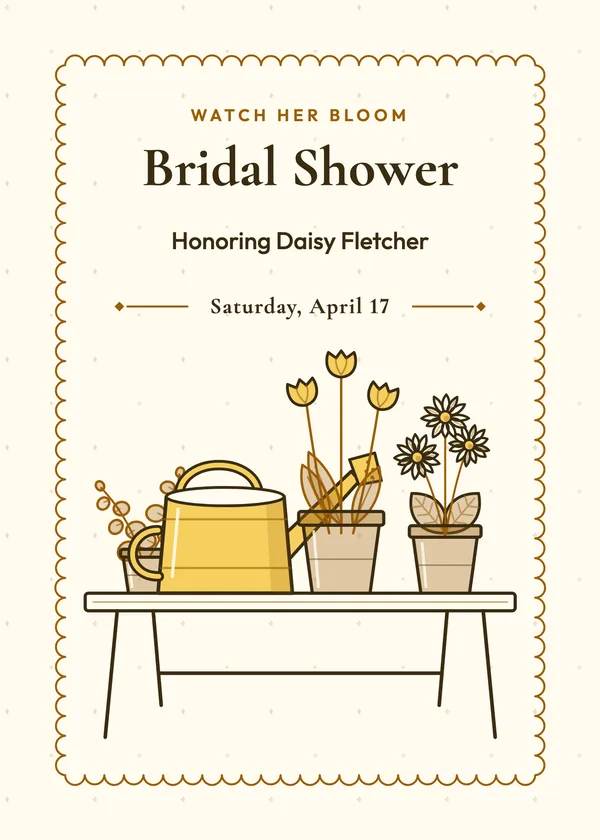 Watering Can & Pots — Garden Party bridal shower invitation