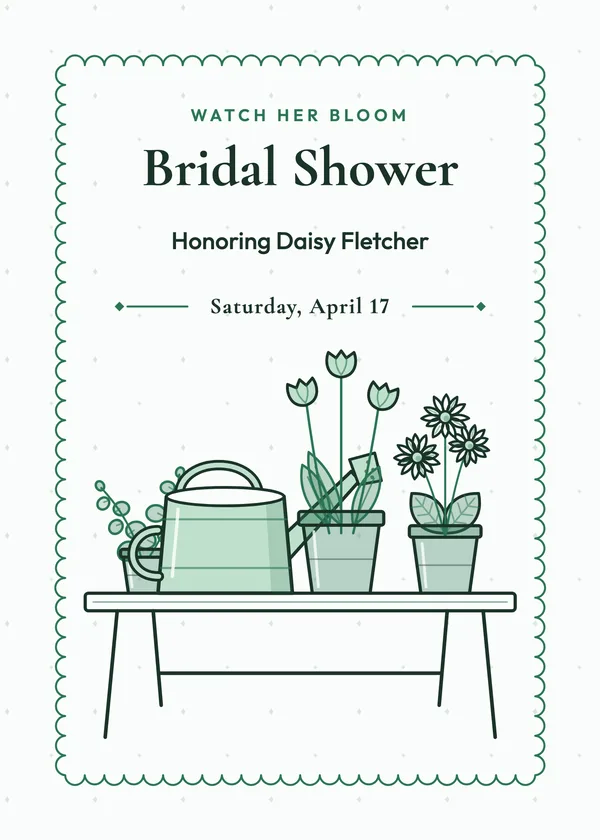 Watering Can & Pots — Garden Party bridal shower invitation