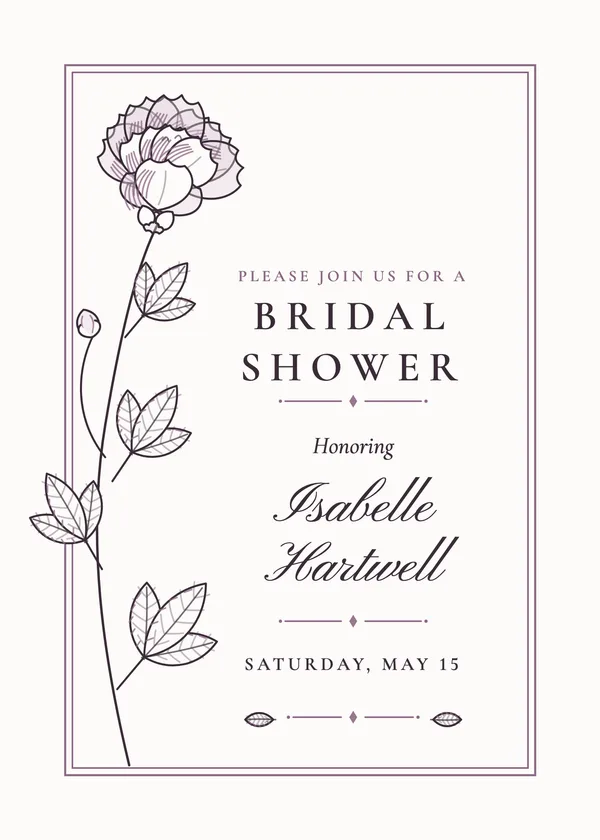 Fine-Line Peony — Fine-Line Botanical bridal shower invitation