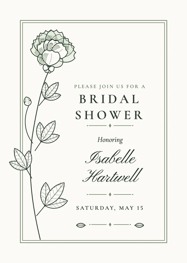 Fine-Line Peony — Fine-Line Botanical bridal shower invitation