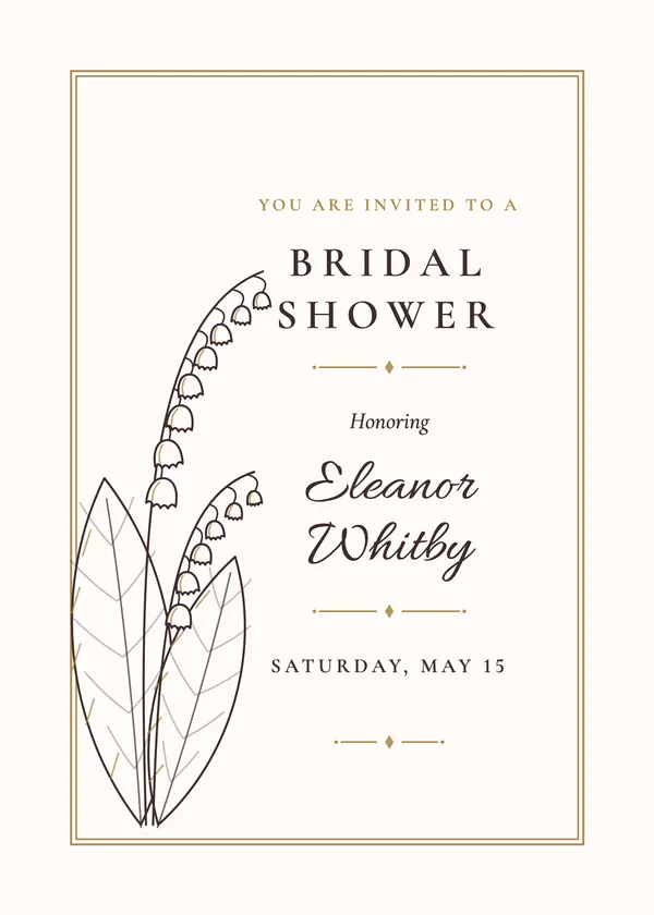 Lily of the Valley — Fine-Line Botanical bridal shower invitation