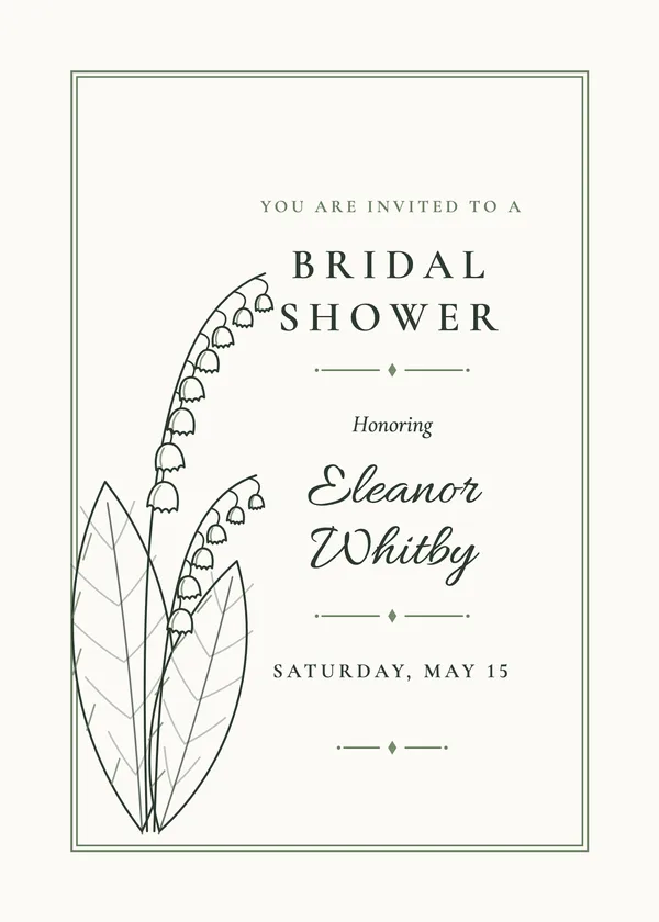 Lily of the Valley — Fine-Line Botanical bridal shower invitation