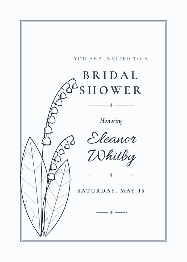 Lily of the Valley — Fine-Line Botanical bridal shower invitation