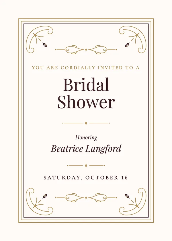 Triple Rule Frame — Gilded Frames & Crests bridal shower invitation