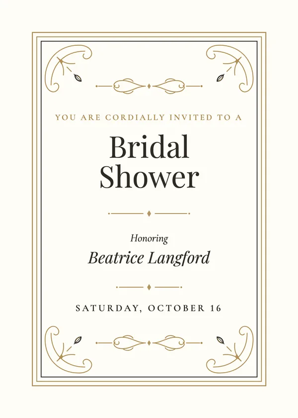 Triple Rule Frame — Gilded Frames & Crests bridal shower invitation