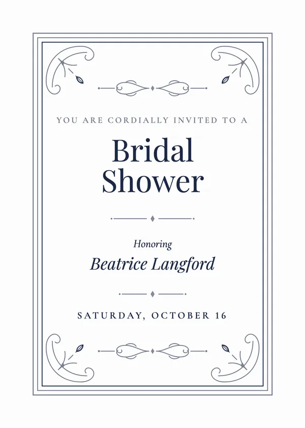Triple Rule Frame — Gilded Frames & Crests bridal shower invitation