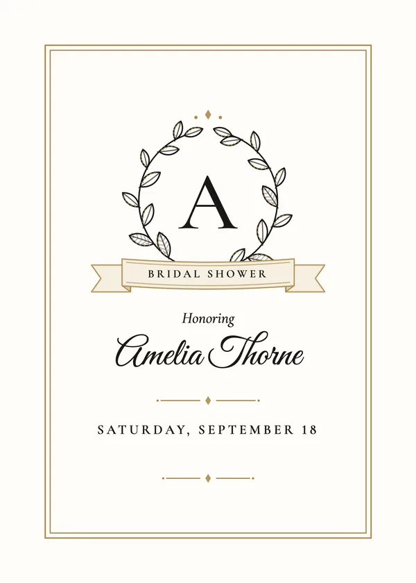 Laurel Crest — Gilded Frames & Crests bridal shower invitation