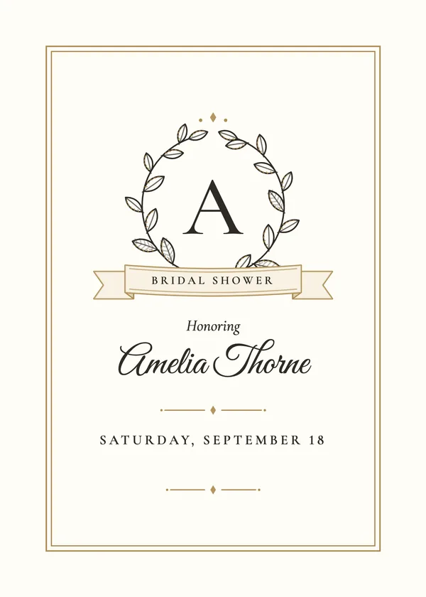 Laurel Crest — Gilded Frames & Crests bridal shower invitation