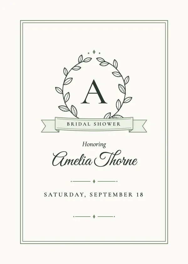 Laurel Crest — Gilded Frames & Crests bridal shower invitation