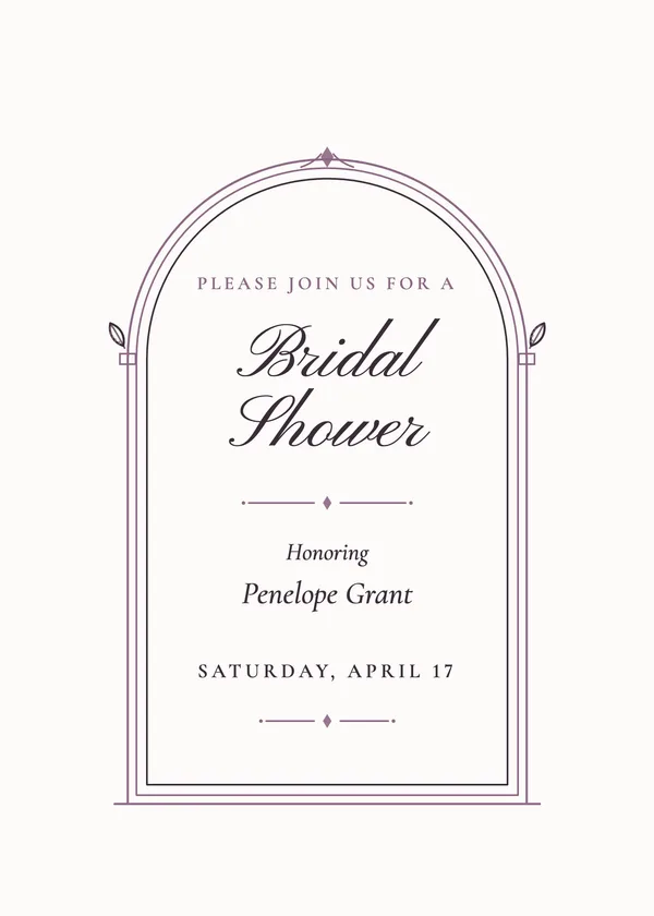 Arched Window — Gilded Frames & Crests bridal shower invitation