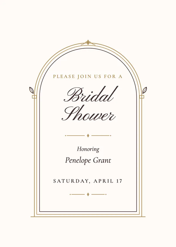 Arched Window — Gilded Frames & Crests bridal shower invitation