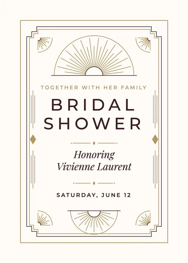 Art Deco Fan — Art Deco bridal shower invitation