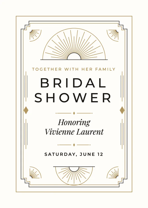 Art Deco Fan — Art Deco bridal shower invitation