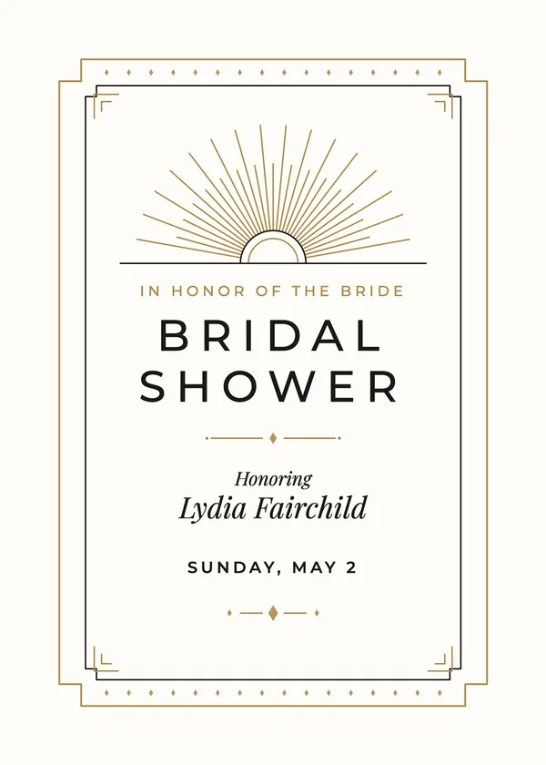 Deco Sunburst — Art Deco bridal shower invitation