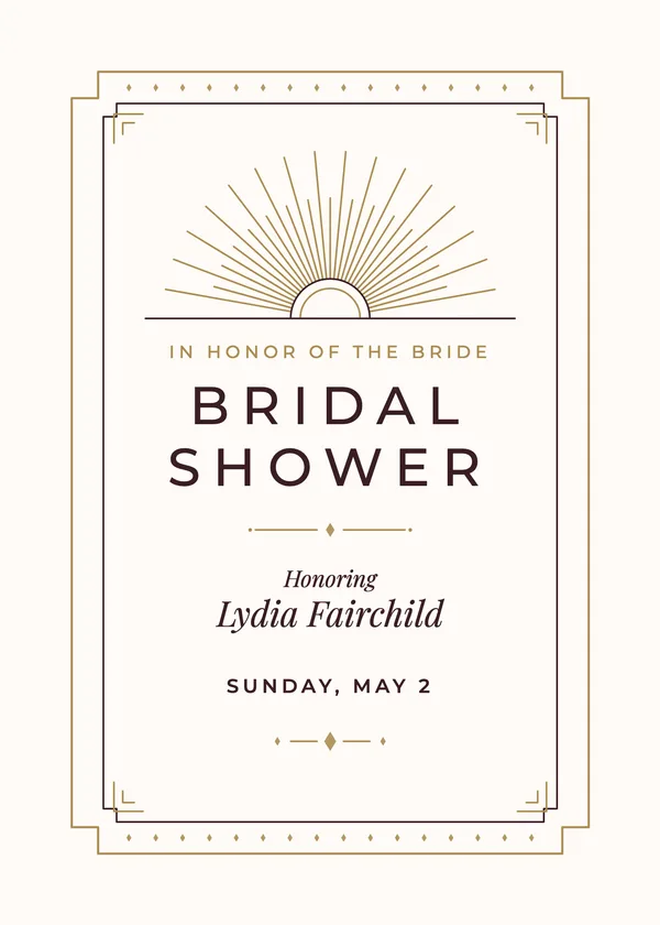 Deco Sunburst — Art Deco bridal shower invitation